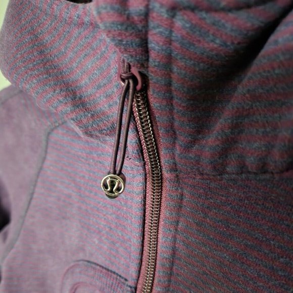 Lululemon Purple Stripe Hoodie Sweater Women Size 4 Fleece - Picture 5 of 7